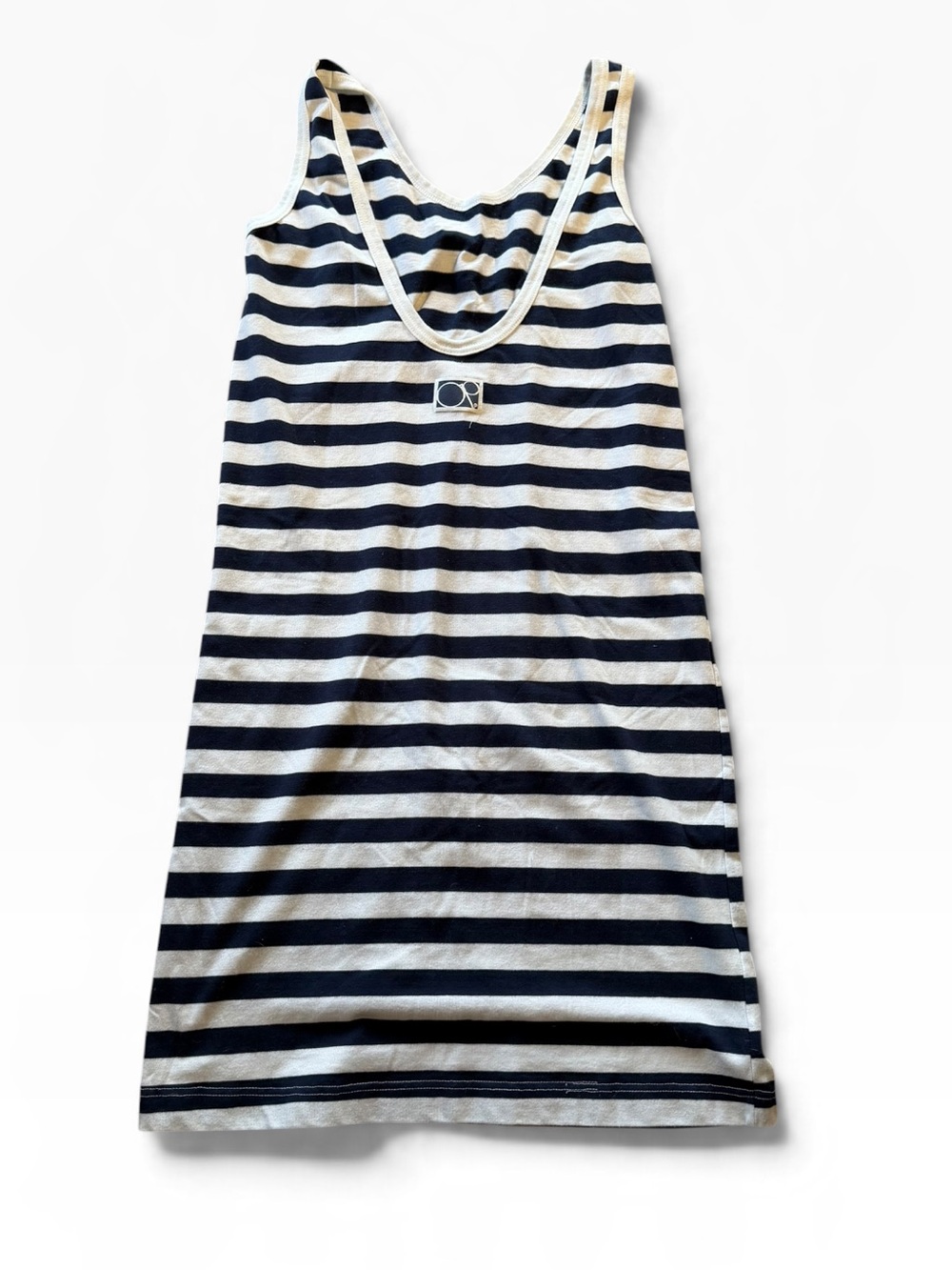 Vintage OP Striped Navy and White Sleeveless beach Mini Dress S